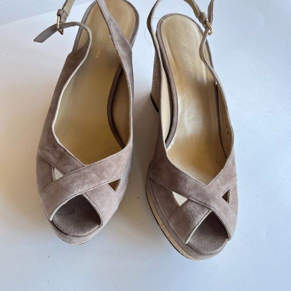 Stuart Weitzman Slingback Sandals‎ Womens 9.5M Tan - Picture 2 of 6